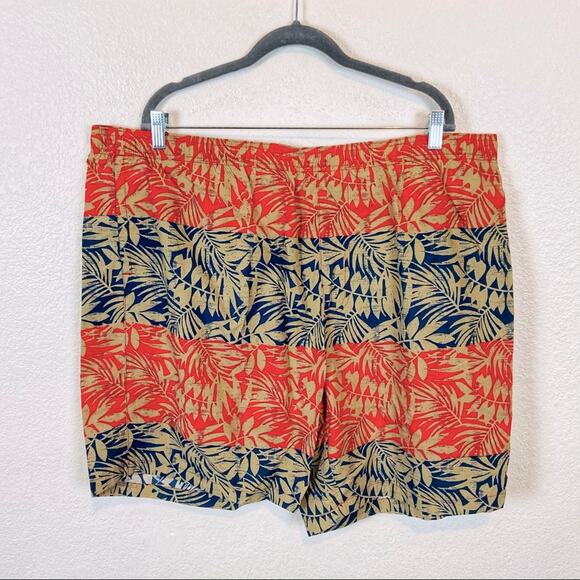 Columbia Swim Trunks Omni-Shield Tropical Stripe Men's NWT Tan Blue Red sz 2X - Picture 2 of 16